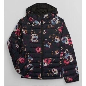 GAP Kids Floral Puffer Jacket - Black and Multicolor